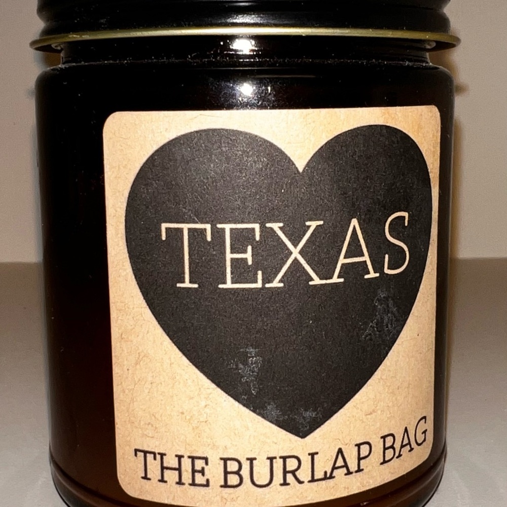 TEXAS Candle brand: the burlap bag NEW  GIFT novelty Austin handmade 9oz no tags